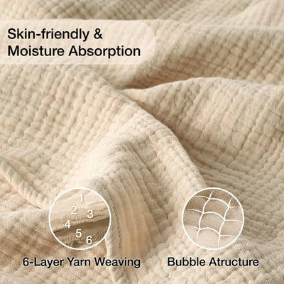 Muslin Throw Blanket Six-Layer Cotton Breathable Moisture-Wicking