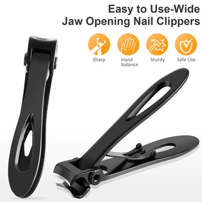 Nail Clippers Extra-Wide Jaw Stainless Steel Ergonomic Non-Slip Grip