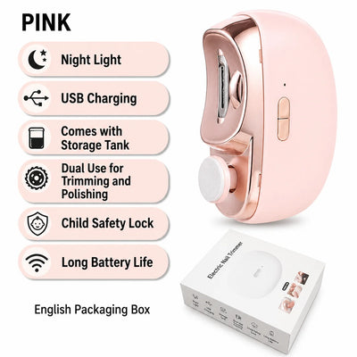 Nail Trimmer 3-In-1 Cut File Polish USB Rechargeable