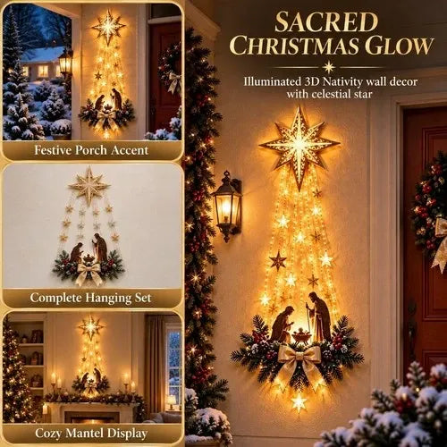 Nativity Wall Hanging Warm White Battery-Powered LED Lights