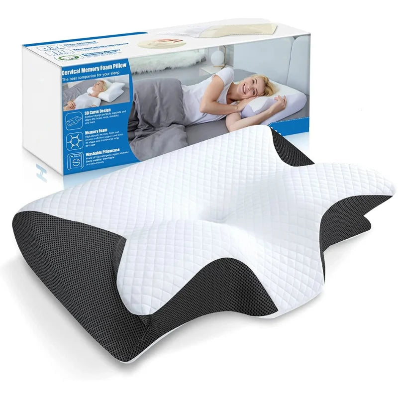 Neck Pillow Contoured Memory Foam Removable Breathable Cover
