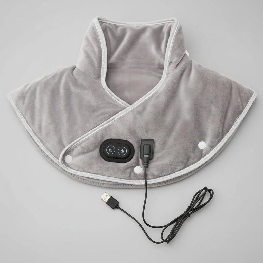 Neck & Shoulder Heat Pad Contoured Fit Vibration Massage