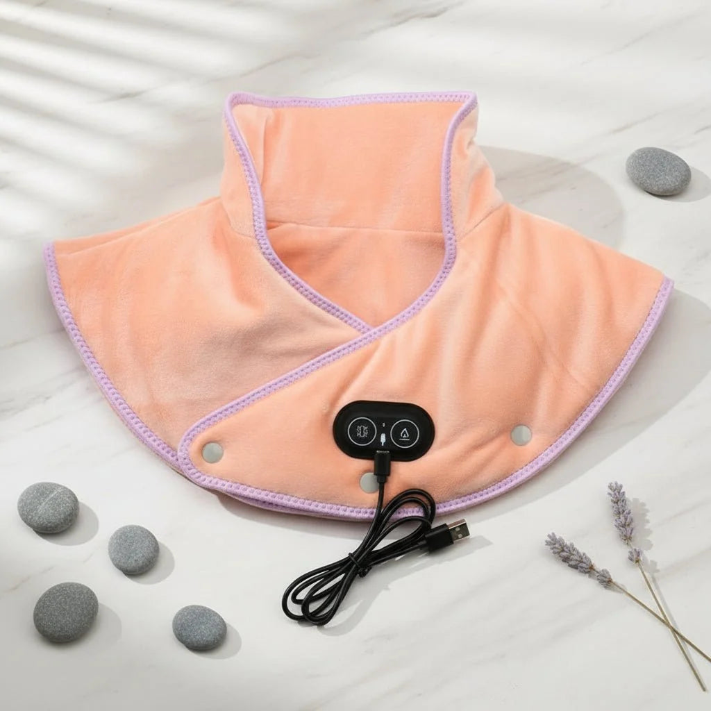 Neck & Shoulder Heat Pad Contoured Fit Vibration Massage