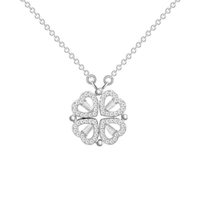 Necklace Four-Heart Clover Adjustable Chain & Eternal Rose Box