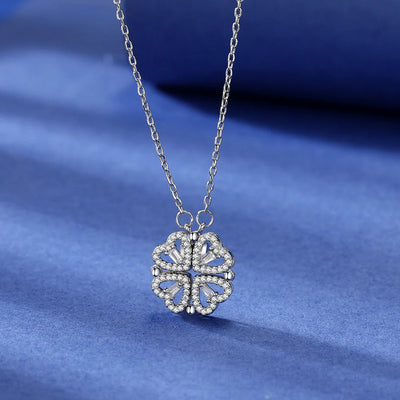 Necklace Four-Heart Clover Adjustable Chain & Eternal Rose Box