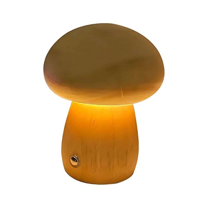 Night Light Mushroom Touch Dimmable Solid Beech USB Rechargeable