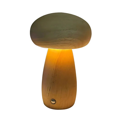 Night Light Mushroom Touch Dimmable Solid Beech USB Rechargeable