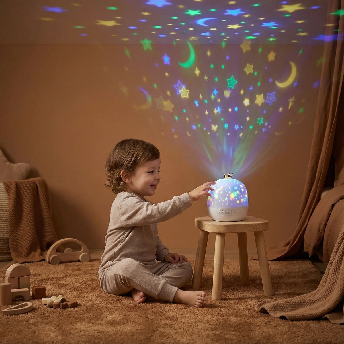 Night Light Projector Rotating Ceiling Projections Built-In Speaker