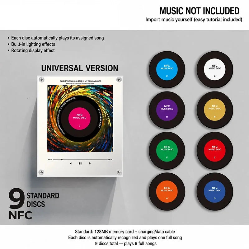 Night Light Rotating Vinyl Disc NFC Activated Magnetic Mount