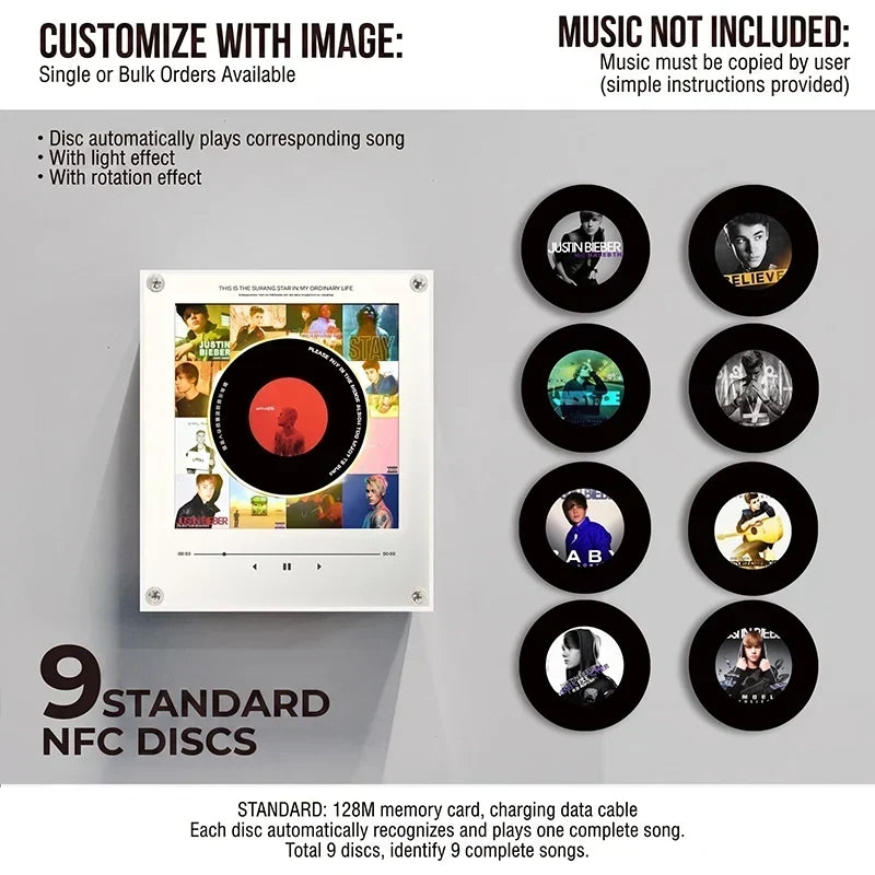 Night Light Rotating Vinyl Disc NFC Activated Magnetic Mount