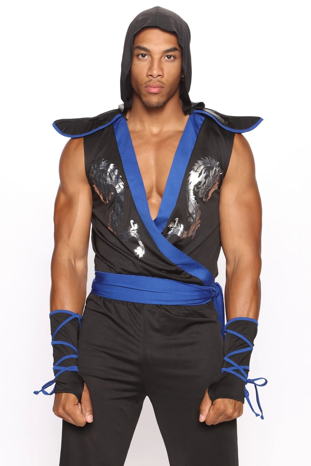 Ninja Costume Set Hooded Tunic Stretch Fit