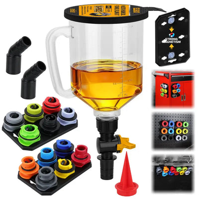 Oil Funnel Adapter Kit Color-Coded Adapters & Magnetic Trays
