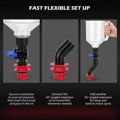 Oil Funnel Adapter Kit Color-Coded Adapters & Magnetic Trays