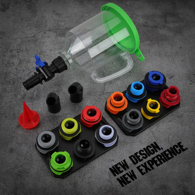 Oil Funnel Adapter Kit Color-Coded Adapters & Magnetic Trays