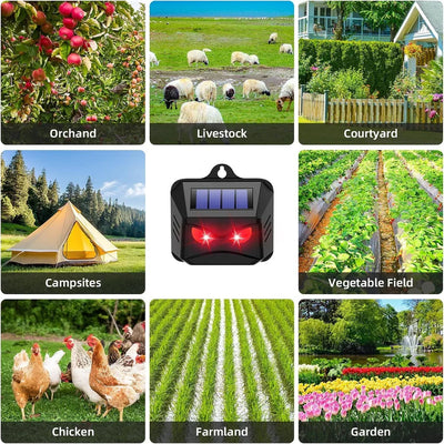 Outdoor Animal Repellent Solar-Powered Ultrasonic Adjustable Frequency