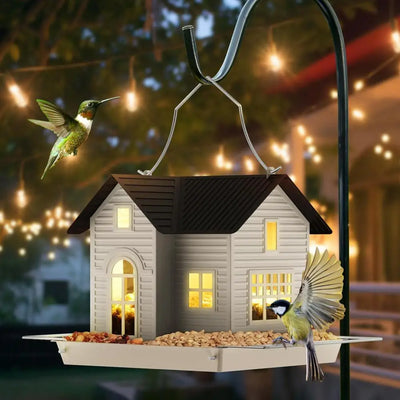 Outdoor Bird Feeder Solar-Powered Warm LED Weatherproof