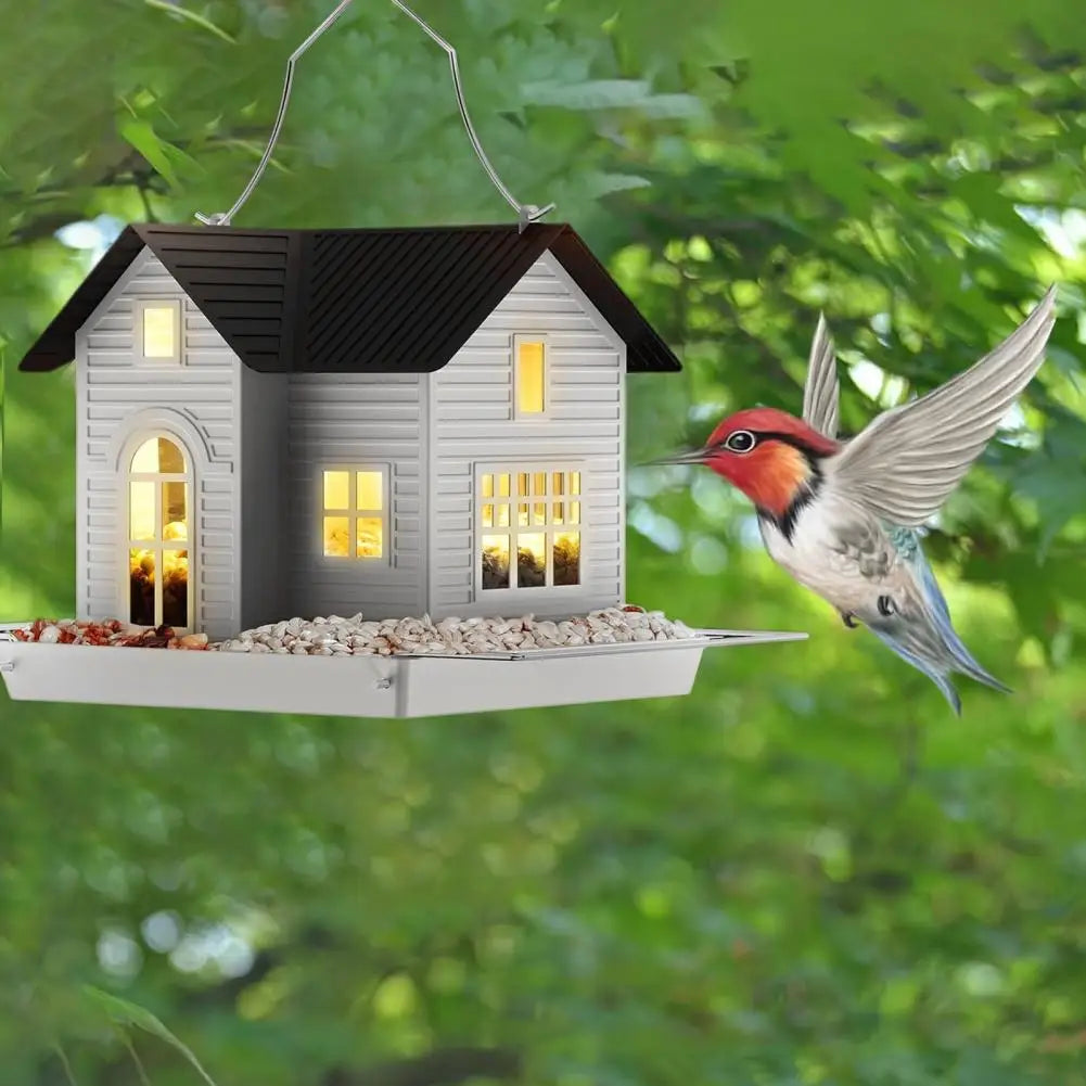 Outdoor Bird Feeder Solar-Powered Warm LED Weatherproof