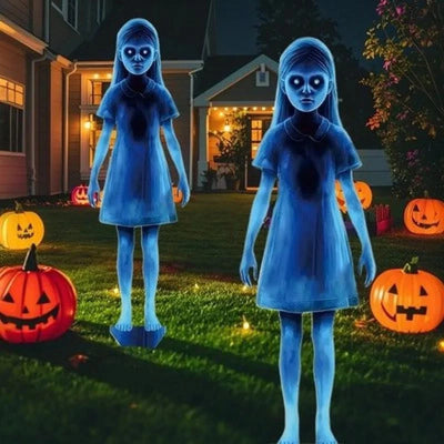 Outdoor Halloween Decoration Lighted Twin Ghost Silhouette