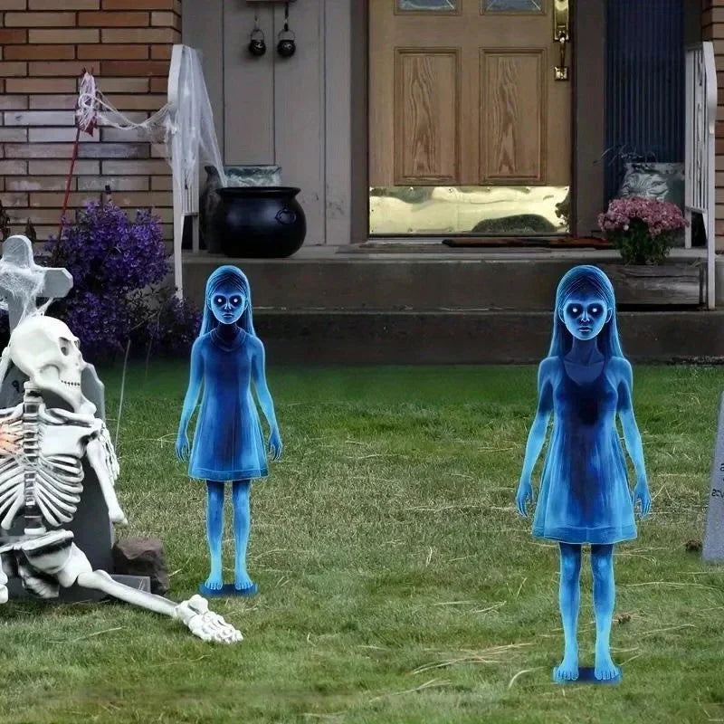 Outdoor Halloween Decoration Lighted Twin Ghost Silhouette