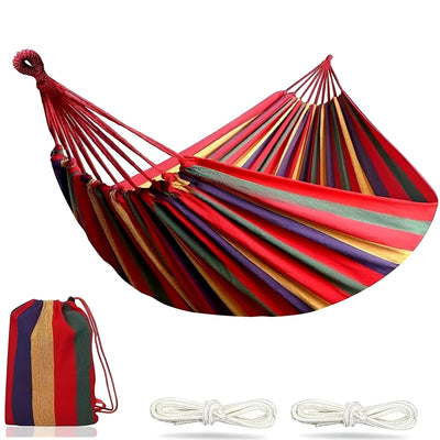 Outdoor Hammock Breathable Cotton Sturdy Ropes & Carrying Bag