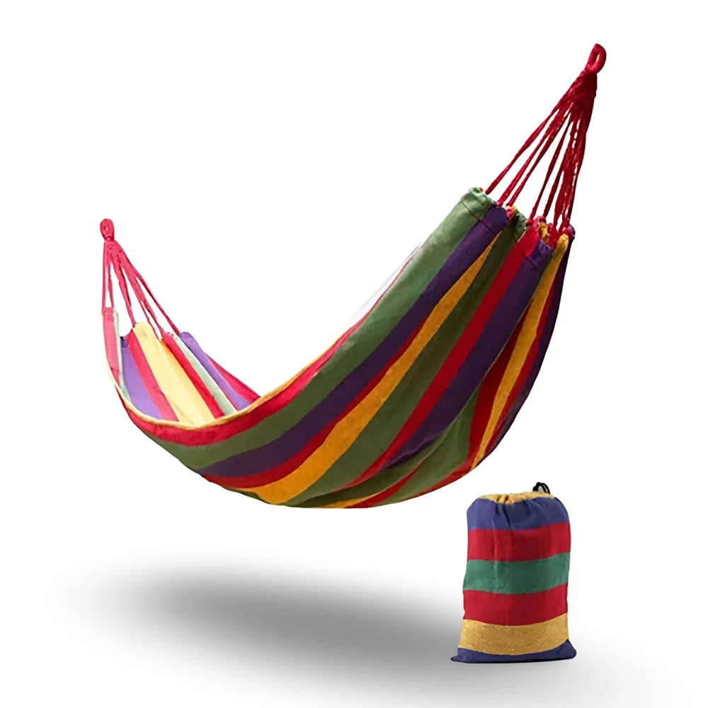Outdoor Hammock Breathable Cotton Sturdy Ropes & Carrying Bag
