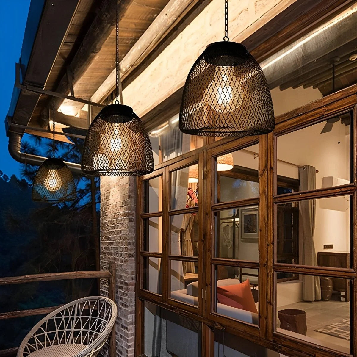 Outdoor Lantern Solar Woven Rattan Weatherproof