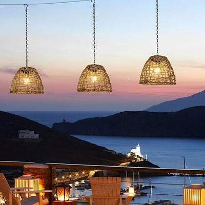 Outdoor Lantern Solar Woven Rattan Weatherproof