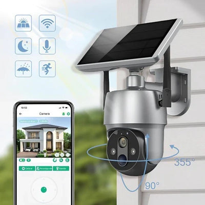 Outdoor Security Camera Solar-Powered 360 Degree Pan & Tilt