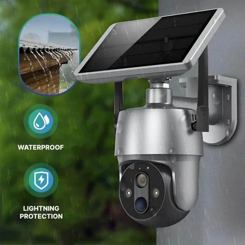 Outdoor Security Camera Solar-Powered 360 Degree Pan & Tilt