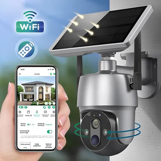Outdoor Security Camera Solar-Powered 360 Degree Pan & Tilt