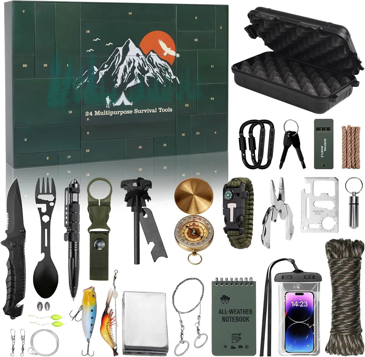 Outdoor Survival Advent Calendar 24-Piece Gear Set