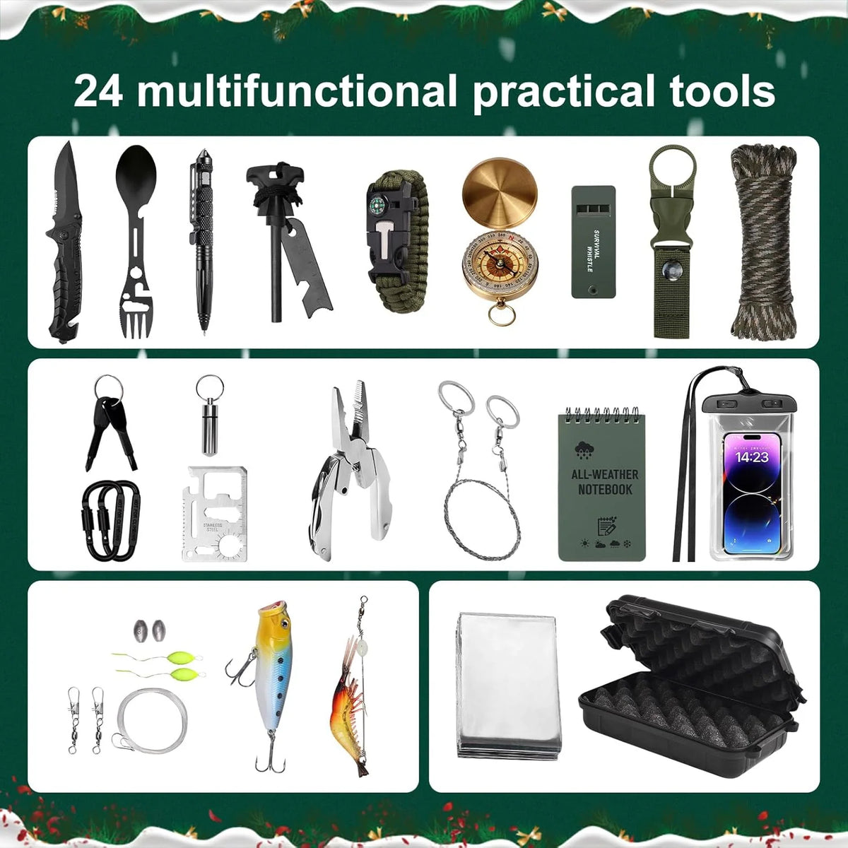 Outdoor Survival Advent Calendar 24-Piece Gear Set
