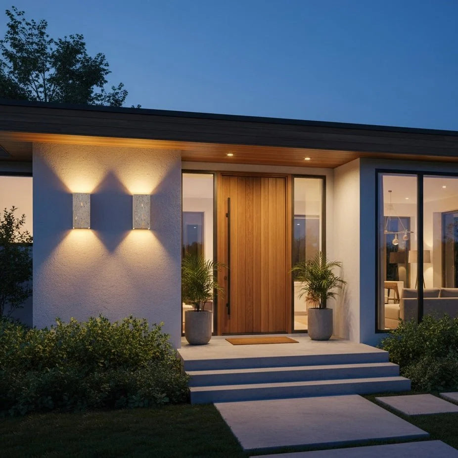 Outdoor Wall Light Yellow Travertine Weather-Resistant