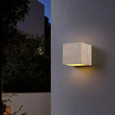 Outdoor Wall Light Yellow Travertine Weather-Resistant