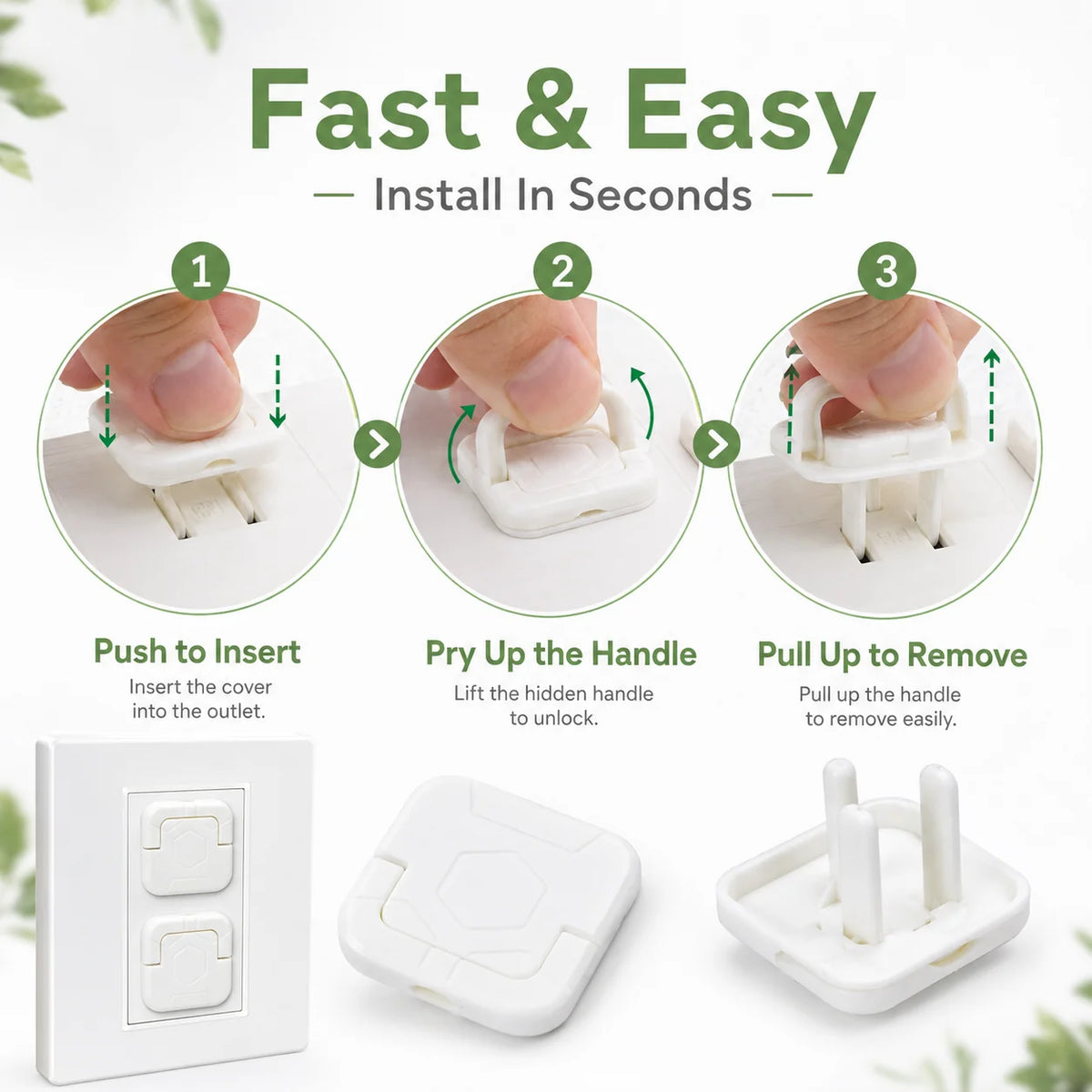 Outlet Covers Childproof Full Coverage Hidden Handle 10 Pack