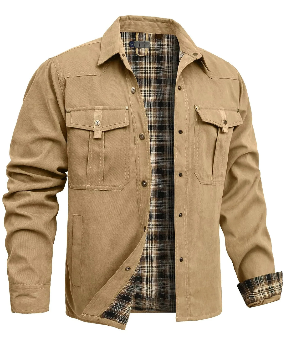 Overshirt Flannel-Lined Snap Button Western Yoke