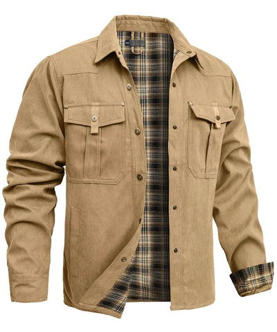 Overshirt Flannel-Lined Snap Button Western Yoke