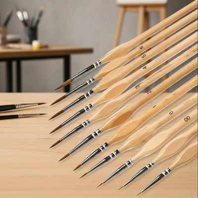 Paint Brush Precision Detail Synthetic Bristles Ergonomic Wooden Handle