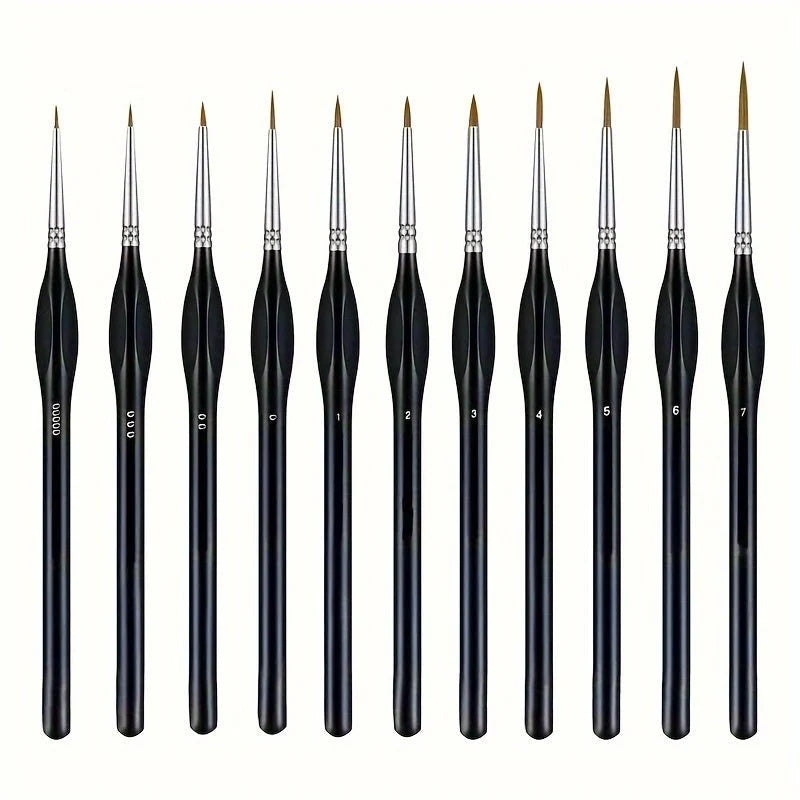 Paint Brush Precision Detail Synthetic Bristles Ergonomic Wooden Handle