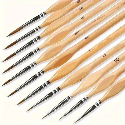 Paint Brush Precision Detail Synthetic Bristles Ergonomic Wooden Handle