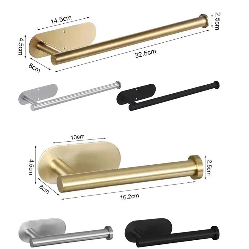 Paper Towel Holder Wall-Mounted Stainless Steel Adhesive or Screw Mounting