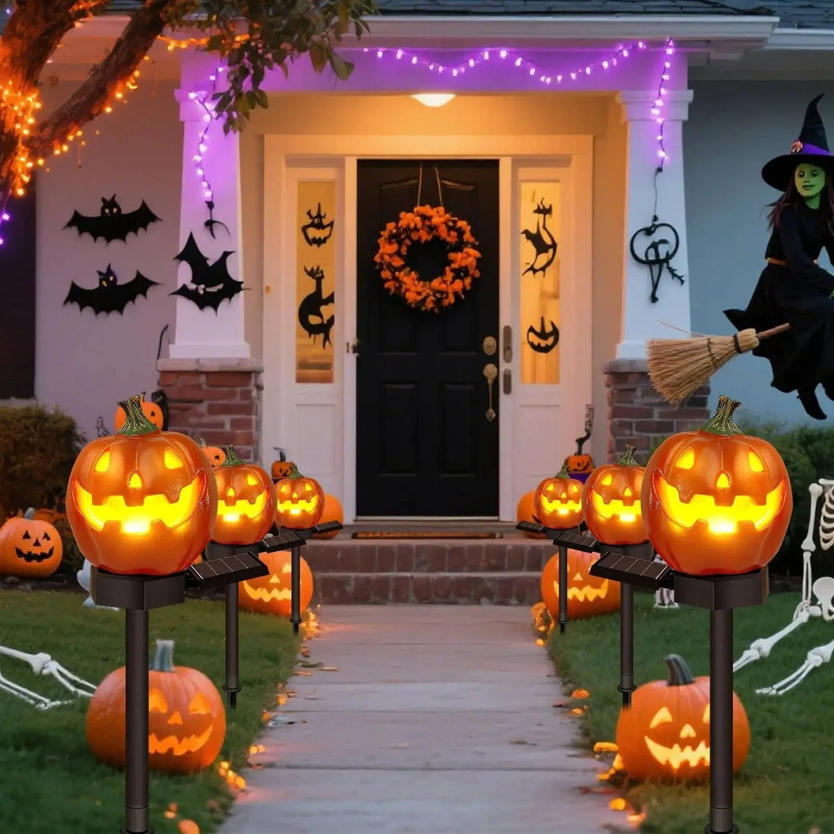 Pathway Light Pumpkin Solar Dusk Sensor Waterproof Resin