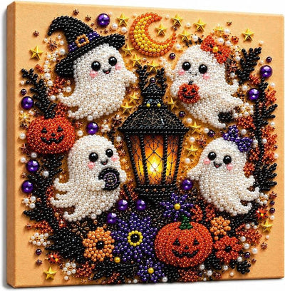 Pearl Bead Art Kit Numbered Canvas Halloween Design