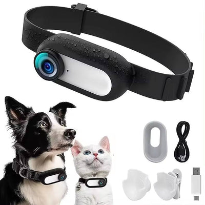 Pet Camera Collar Magnetic Mount 170° Wide-Angle Night Vision
