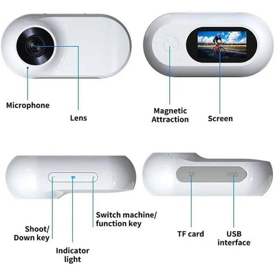 Pet Camera Collar Magnetic Mount 170° Wide-Angle Night Vision