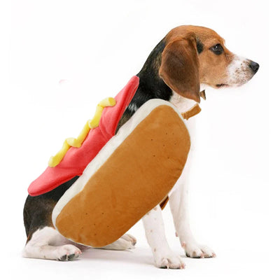 Pet Costume Hot Dog Design Soft Plush Adjustable Fit