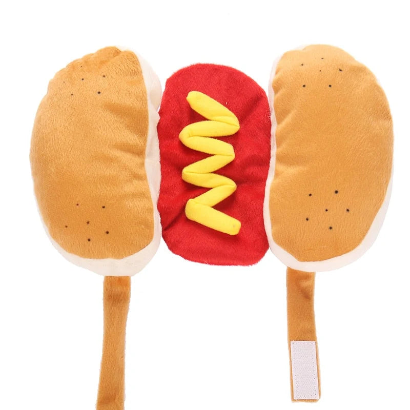 Pet Costume Hot Dog Design Soft Plush Adjustable Fit
