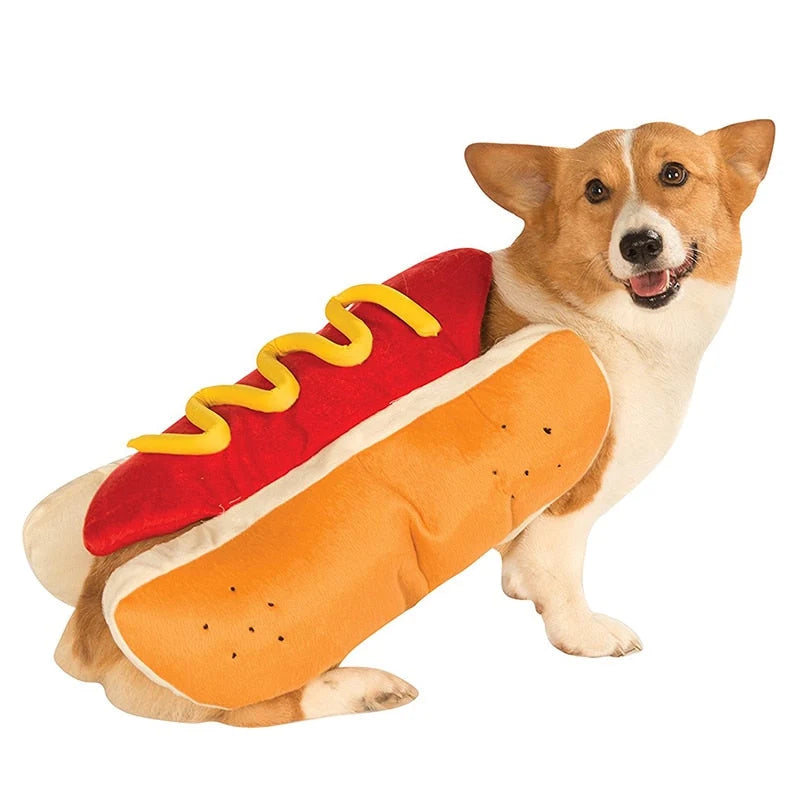 Pet Costume Hot Dog Soft Plush Adjustable Fit