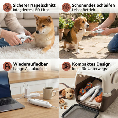 Pet Nail Trimmer 2-in-1 Quiet USB Rechargeable