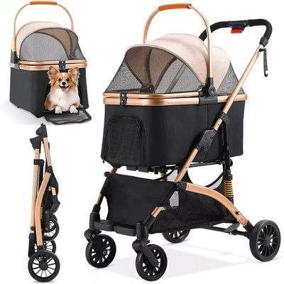 Pet Stroller Foldable Frame & Detachable Box